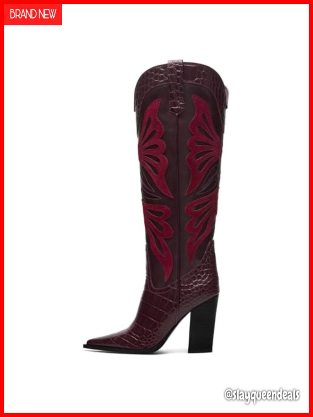 Women's Cowboy Boots Pointed Toe Chunky High Heels Knee High Western Boots